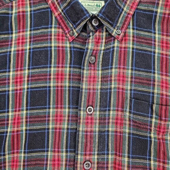 L.L.Bean Flannel Shirt Multicolor Plaid Button-Down Long Sleeve Pocket Men's XL - Picture 10 of 11